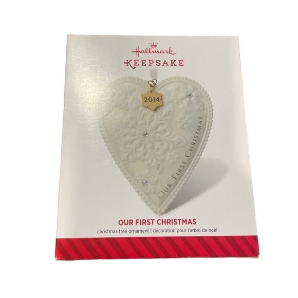 HALLMARK 2014 Keepsake Ornament OUR FIRST CHRISTMAS Porcelain Heart NIB - Picture 1 of 6